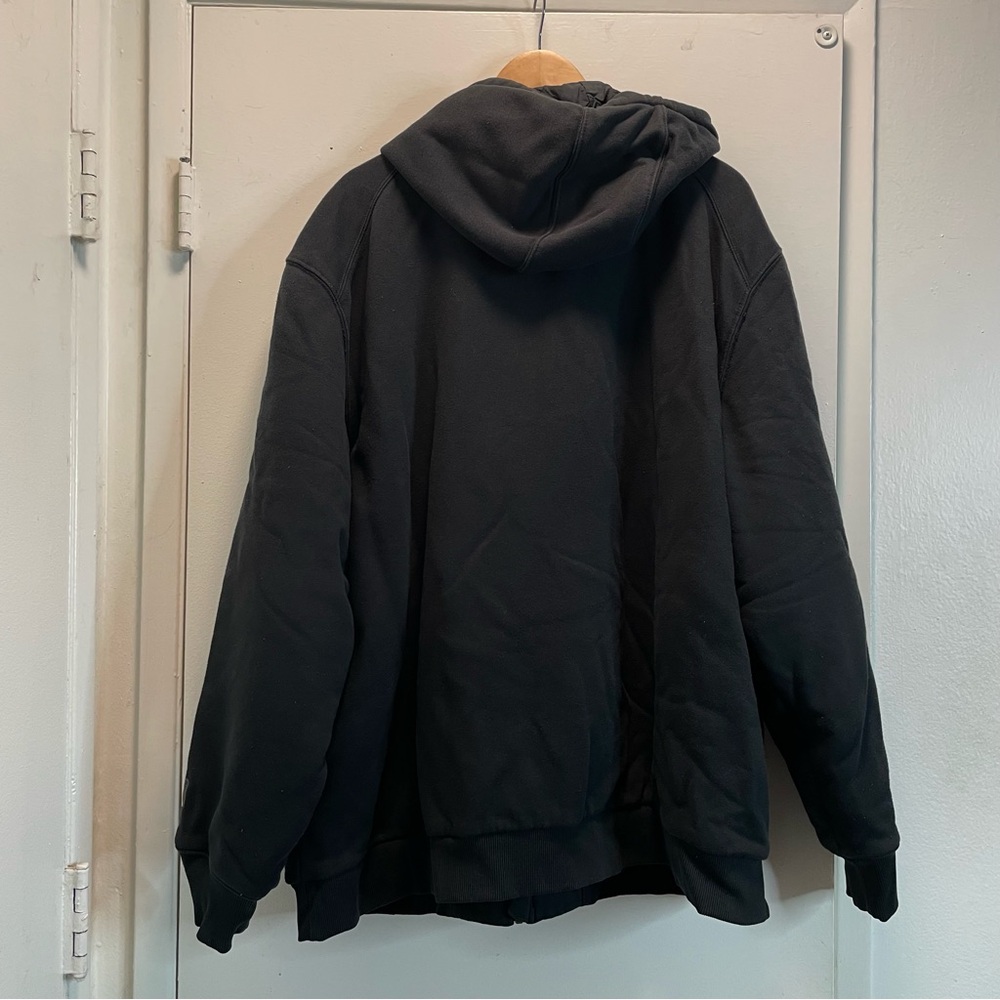 Men’s Carhartt Size 3XL Black Hooded Flannel Lined Canvas Work Jacket - Picture 3 of 17